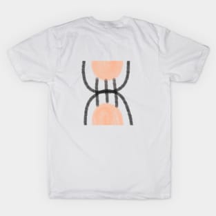 pink peach black line abstract design T-Shirt